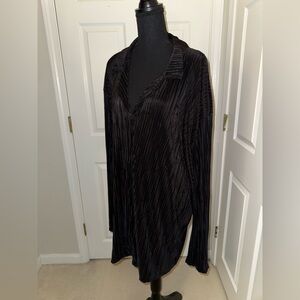 Boohoo Black Ribbed Button Up Shirt US Size 24